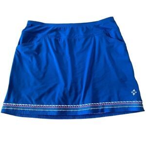 Jofit Golf Skirt Cobalt Blue Embroidered Hem Look Skirt Skort Sz L